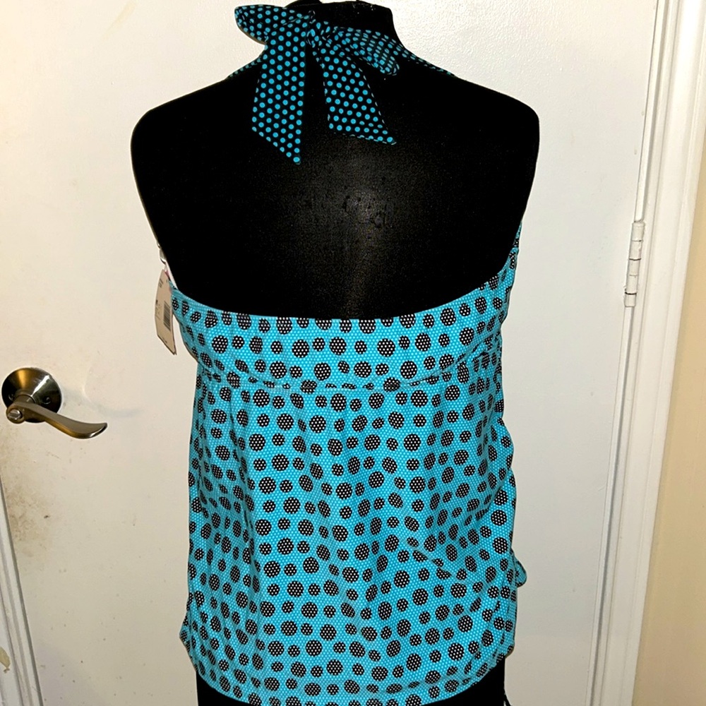 Joe Boxer NWT Blue and black Polka Dot Women's plus size Tankini size 2X - Picture 4 of 5